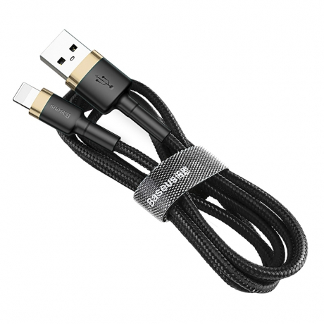 Baseus Cafule kabel USB / Lightning QC3.0 1m, černý/zlatý (CALKLF-BV1)