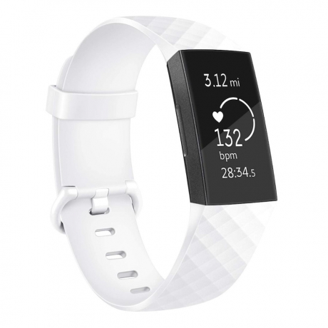 BStrap Silicone Diamond (Large) remienok na Fitbit Charge 3 / 4, white (SFI008C11)