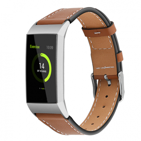 BStrap Leather Italy (Large) řemínek na Fitbit Charge 3 / 4, Coffee (SFI006C08)