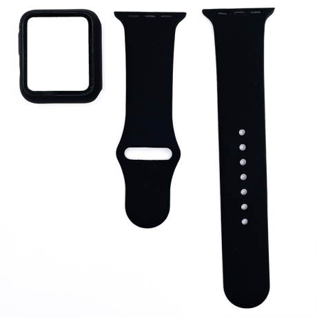 BStrap Silicone remienok s puzdrom na Apple Watch 44mm, black (SAP012C13)