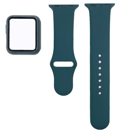 BStrap Silicone remienok s puzdrom na Apple Watch 44mm, dark green (SAP012C16)