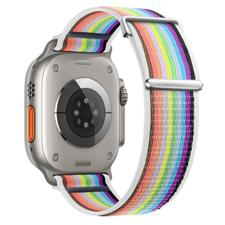 BStrap Velcro Nylon remienok na Apple Watch 38/40/41mm, white rainbow (SAP016C06)