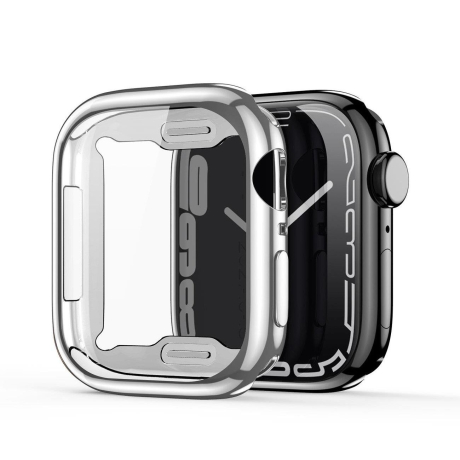 Dux Ducis Samo pouzdro so sklem na Apple Watch 7 41mm, stříbrné