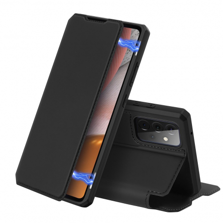 DUX DUCIS Skin X knižkové kožené puzdro na Samsung Galaxy A72 4G, čierne