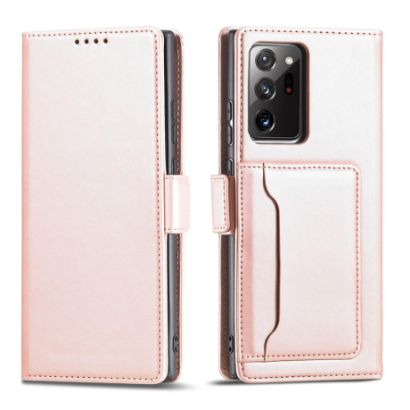 MG Magnet Card knižkové kožené puzdro na Samsung Galaxy S22 Ultra, ružové