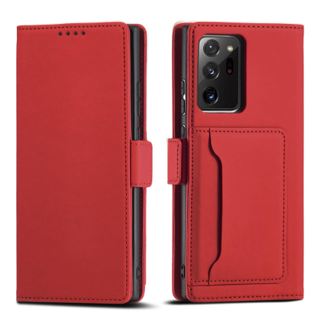MG Magnet Card knižkové kožené puzdro na Samsung Galaxy S22 Ultra, červené