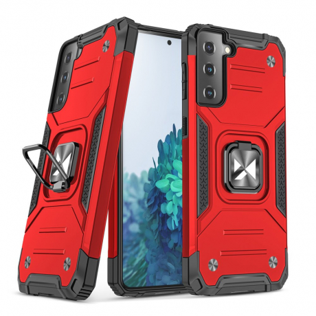 MG Ring Armor plastový kryt na Samsung Galaxy S21 Plus 5G, červený