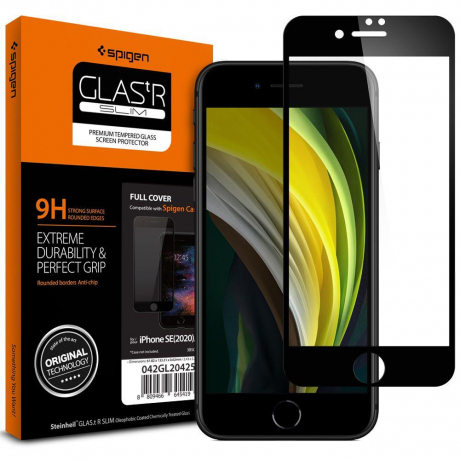 Spigen Full Cover ochranné sklo na iPhone 7/8/SE 2020, čierne (AGL01314)