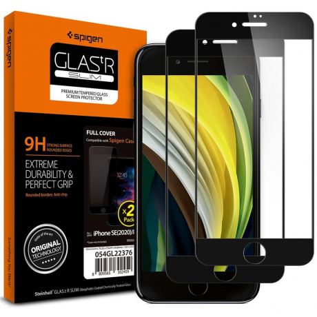 Spigen Full Cover 2-pack ochranné sklo na iPhone 7/8/SE 2020, čierne (AGL01315)