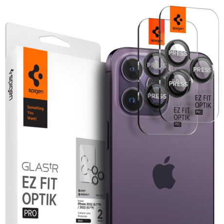 Spigen Optik.Tr 2x ochranné sklo na kameru na iPhone 14 Pro / 14 Pro Max, černé (AGL05205)