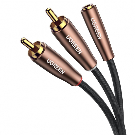 Ugreen AV198 audio kabel 3.5 mm jack / 2x RCA F/M 1m, hnedý (AV198 50130)