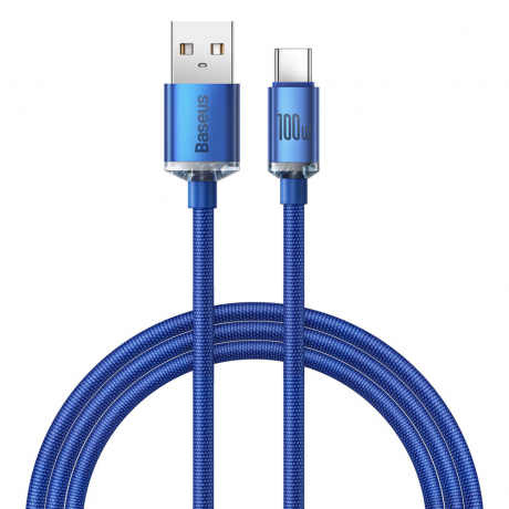 Baseus Crystal Shine kabel USB / USB-C 5A 100W 1.2m, modrý (CAJY000403)