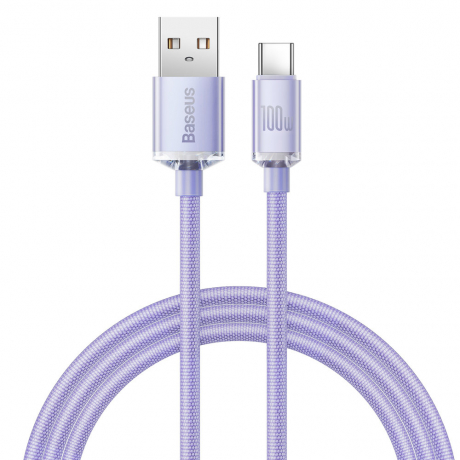 Baseus Crystal Shine kabel USB / USB-C 5A 100W 1.2m, fialový (CAJY000405)