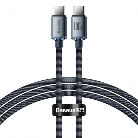 Baseus Crystal Shine kabel USB-C / USB-C 5A 100W 1.2m, černý (CAJY000601)