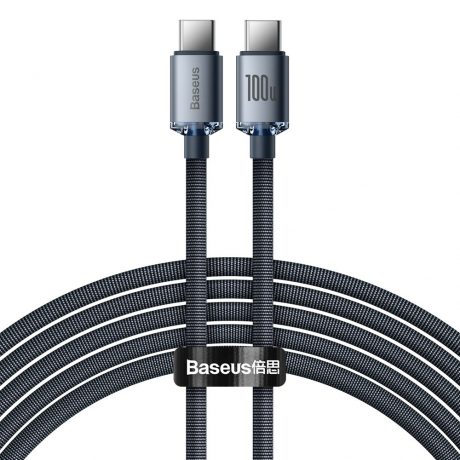 Baseus Crystal Shine kabel USB-C / USB-C 5A 100W 2m, černý (CAJY000701)