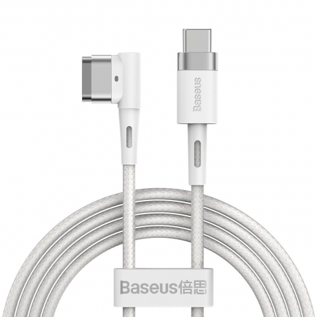 Baseus Zinc magnetický kabel L-shape MacBook Power / USB-C 60W 2m, bílý (CATXC-W02)