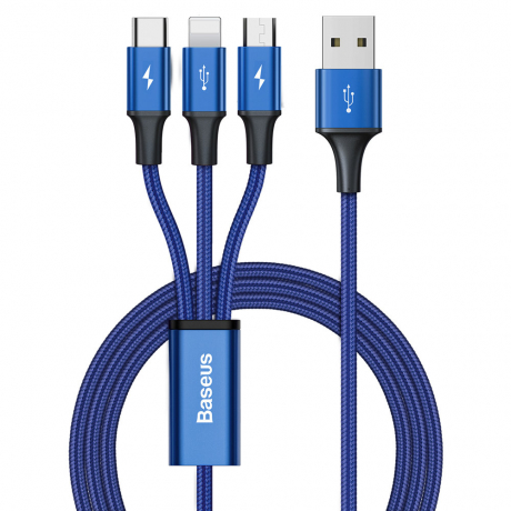 Baseus Rapid 3in1 kábel USB - USB-C / Lightning / micro USB 3.5A 1.2m, modrý (CAJS000003)