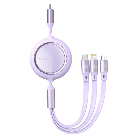Baseus Bright Mirror 3in1 kábel USB-C - micro USB / USB-C / Lightning PD 100W 1.2m, fialový (CAMLC-AMJ05)