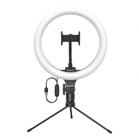 Baseus Photo Ring Selfie kruhové LED svetlo 10" + mini stolný statív, čierny (CRZB10-A01)