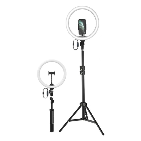 Baseus Photo Ring Selfie kruhové LED svetlo 12'' + vysoký statív, čierny (CRZB12-B01)