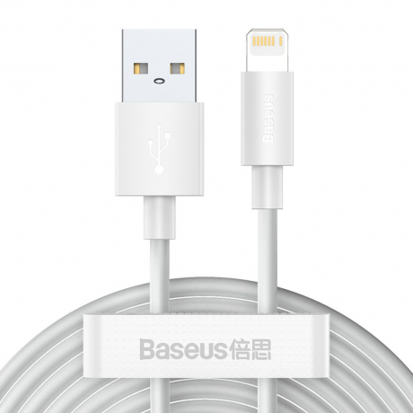 Baseus Simple Wisdom 2x kabel USB / Lightning PD 2.4A 1.5m, bílý (TZCALZJ-02)