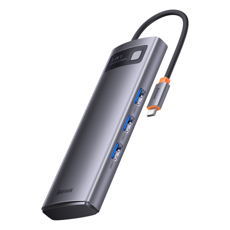Baseus Metal Gleam USB-C HUB adaptér 2x HDMI / 3x USB 3.2 / PD / SD / TF, šedý (WKWG050113)