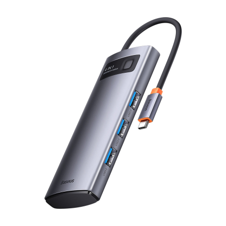 Baseus Metal Gleam USB-C HUB adaptér 4x USB 3.2, šedý (WKWG070013)