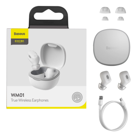 Baseus Encok WM01 TWS bezdrátové sluchátka, bílé (NGTW240002)