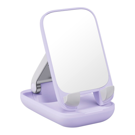 Baseus Seashell stojan na mobil so zrkadlom, fialový