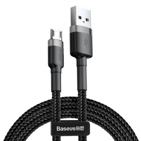 Baseus Cafule kábel USB / Micro USB QC 3.0 1.5A 2m, čierny/sivý (CAMKLF-CG1)