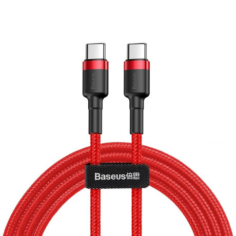 Baseus Cafule kabel USB-C / USB-C 60W QC 3.0 1m, červený (CATKLF-G09)