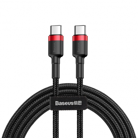 Baseus Cafule kábel USB-C / USB-C PD2.0 3A QC 3.0 2m, čierny/červený (CATKLF-H91)