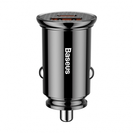 Baseus Circular USB / USB-C 30W autonabíječka, černá (CCALL-YS01)