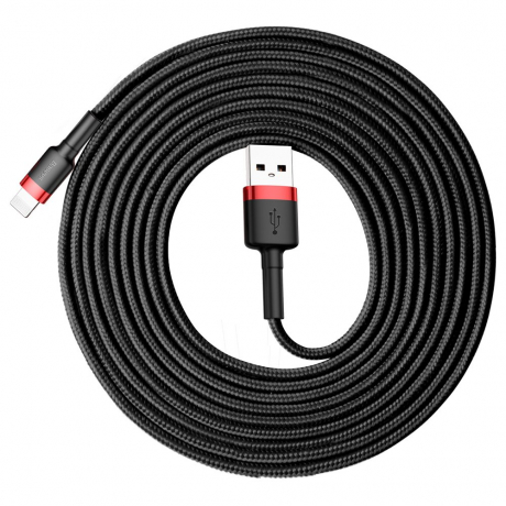 Baseus Cafule kábel USB / Lightning QC 3.0 2A 3m, čierny/červený (CALKLF-R91)
