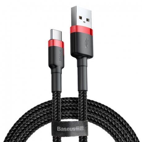 Baseus Cafule kabel USB / USB-C QC 3.0 2A 3m, černý/červený (CATKLF-U91)