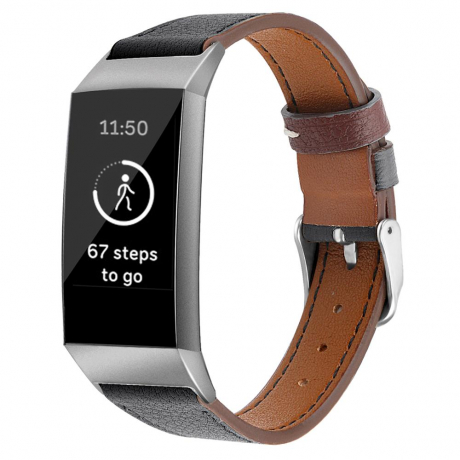 BStrap Leather Italy (Small) řemínek na Fitbit Charge 3 / 4, black (SFI006C01)