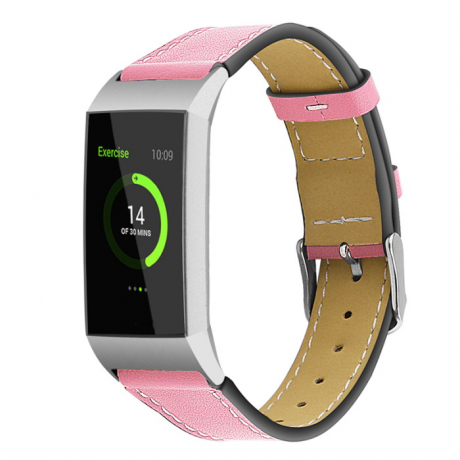 BStrap Leather Italy (Large) řemínek na Fitbit Charge 3 / 4, pink (SFI006C09)