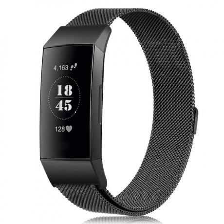 BStrap Milanese (Small) remienok na Fitbit Charge 3 / 4, black (SFI005C01)
