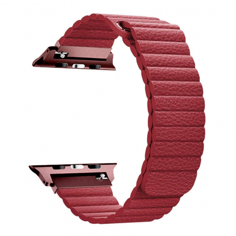 BStrap Leather Loop řemínek na Apple Watch 42/44/45mm, Red (SAP010C11)