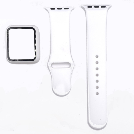 BStrap Silicone remienok s puzdrom na Apple Watch 38mm, white (SAP012C02)