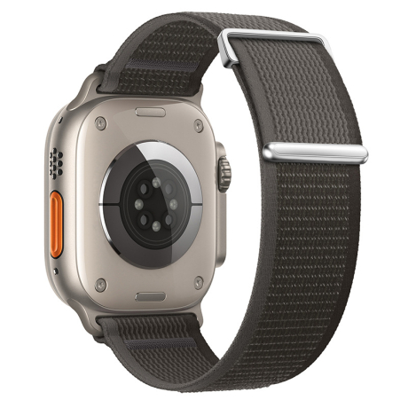 BStrap Velcro Nylon remienok na Apple Watch 38/40/41mm, black gray (SAP016C01)