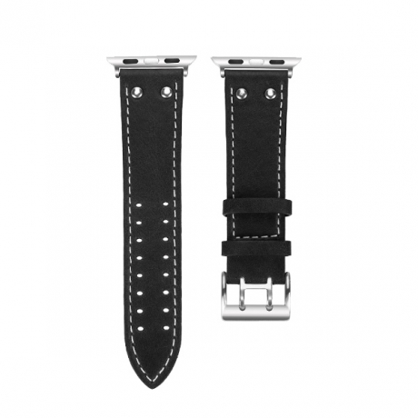 BStrap Leather Sport řemínek na Apple Watch 38/40/41mm, Black (SAP003C01)
