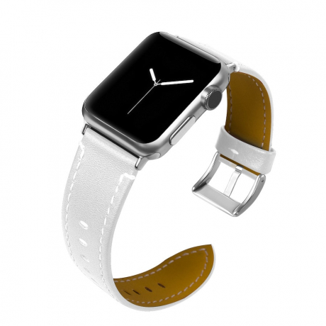 BStrap Leather Italy řemínek na Apple Watch 38/40/41mm, White (SAP001C04)
