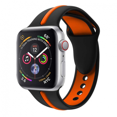 BStrap Silicone Line szíj Apple Watch 38/40/41mm, Black Orange (SAP006C04)