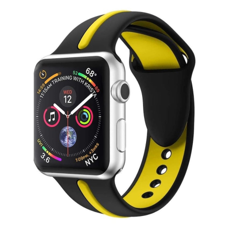 BStrap Silicone Line řemínek na Apple Watch 38/40/41mm, Black Yellow (SAP006C05)