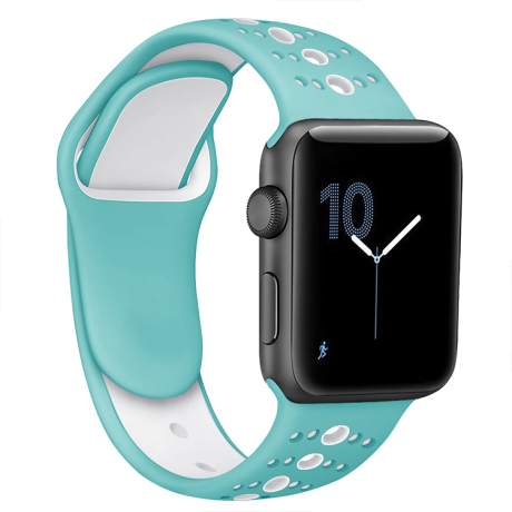 BStrap Silicone Sport remienok na Apple Watch 42/44/45mm, Teal White (SAP007C14)