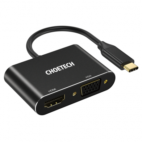 Choetech HUB-M17 adaptér USB-C / HDMI 4K 60Hz / VGA FullHD, čierny (HUB-M17)