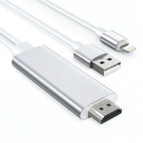 Choetech LH0020 kábel USB - Lightning / HDMI 4K 1.8m, biely (LH0020)