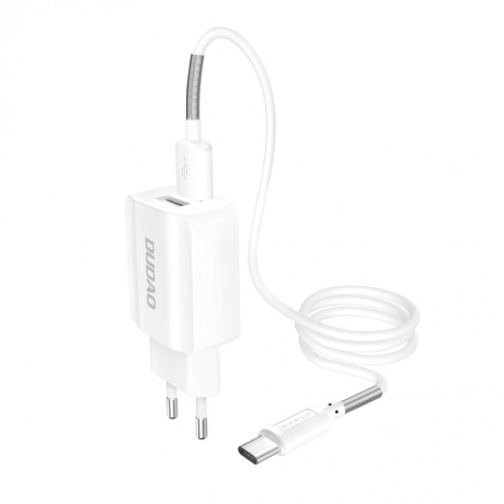 Dudao A2EU Home Travel nabíjačka 2x USB 2.4A + USB C kábel, biela