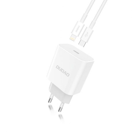 Dudao A8EU síťová nabíječka USB-C PD 20W + kabel USB-C / Lightning 2.4A, bílý (A8EU)